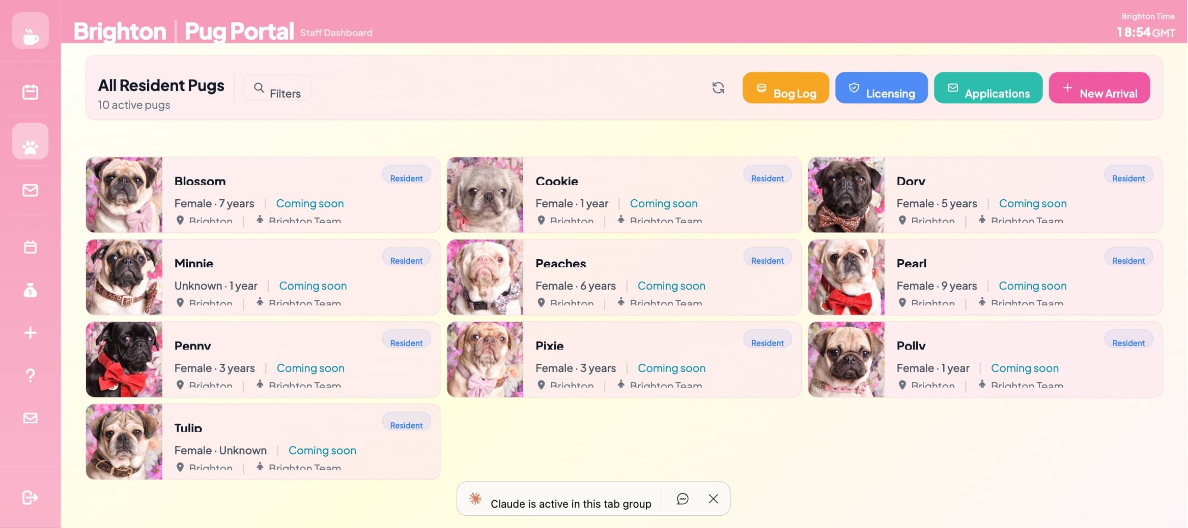 CuppaPug Portal screenshot